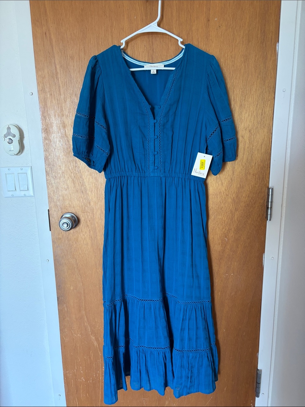 Nurture Teal Midi Dress with Button Front